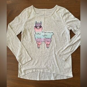 **LIKE NEW** Girls Flip Sequins Llama Long Sleeve Shirt: Size L